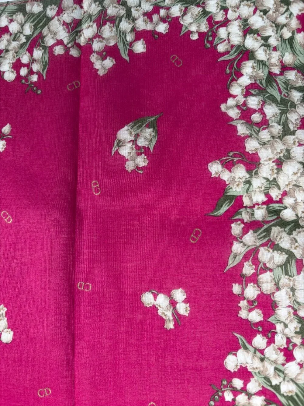 Vintage Christian Dior Lily of the Valley Cotton Scarf